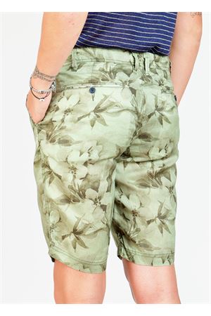 Bermuda in lino con fantasia fiori verdi Ganesh | GI272MFIORIVERDE